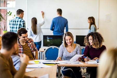 university students in a classroom